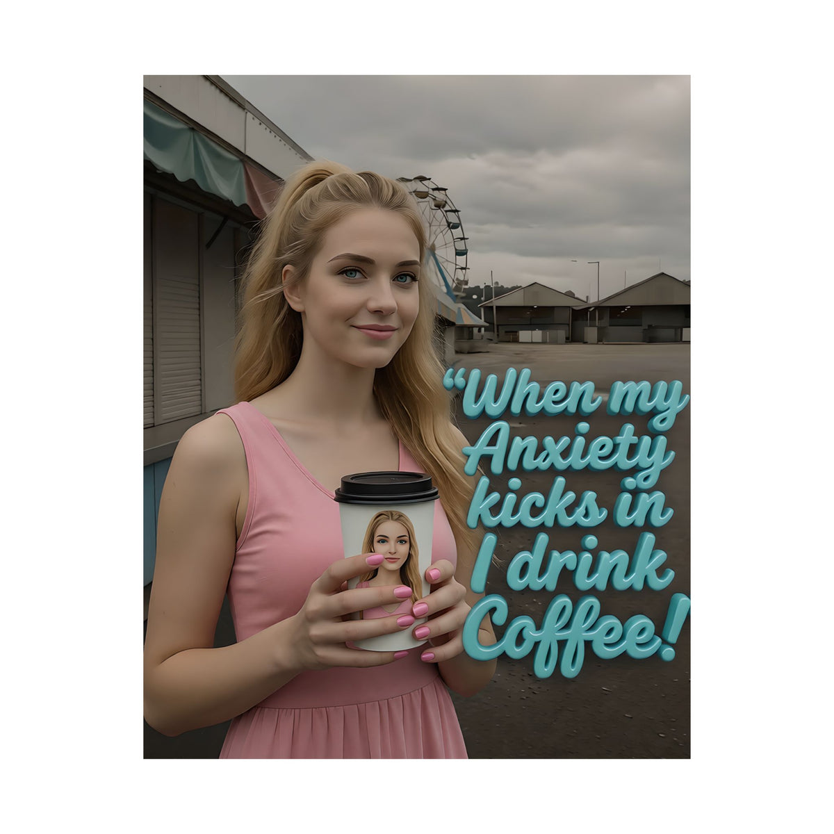 When My Anxiety Kicks In I Drink Coffee Premium Matte Poster - Vertical 8x10
