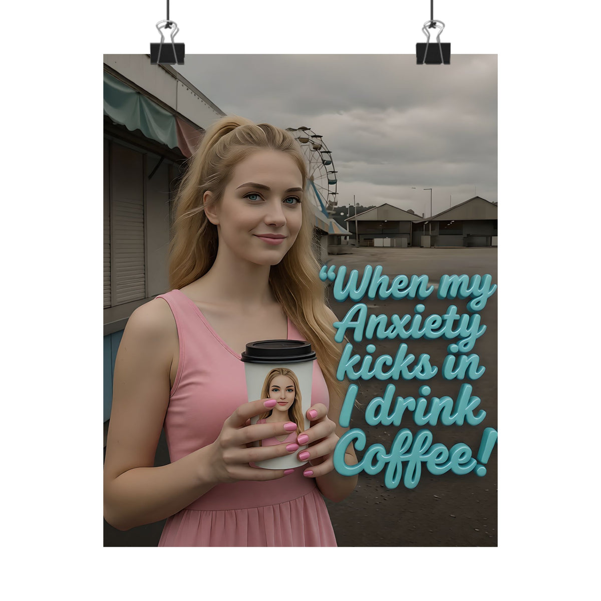 When My Anxiety Kicks In I Drink Coffee Premium Matte Poster - Vertical 8x10